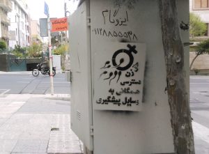 گرافیتی علیه طرح جوانی جمعیت-دسترسی همگانی به وسایل پیشگیری، حق زن (4)